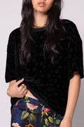 SOMETHING VERY SPECIAL - Velour Boxy Motif Tee - Black-Shirts-Something Very Special-XS-UPTOWN LOCAL