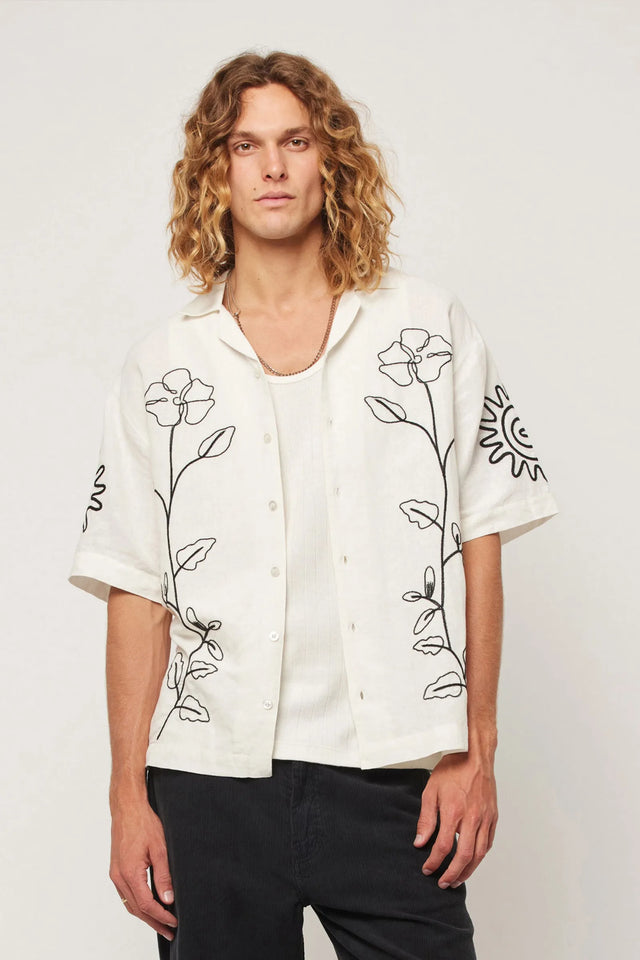 ROLLAS - Suns Up Flower Bowler - Off White-Shirts-Rolla's-S-UPTOWN LOCAL
