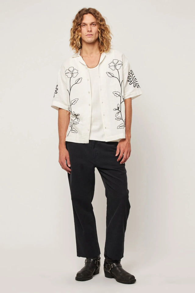 ROLLAS - Suns Up Flower Bowler - Off White-Shirts-Rolla's-S-UPTOWN LOCAL
