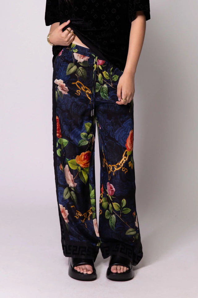 SOMETHING VERY SPECIAL - Chains And Roses Vacay Pant - Black-Pants-Something Very Special-S-UPTOWN LOCAL