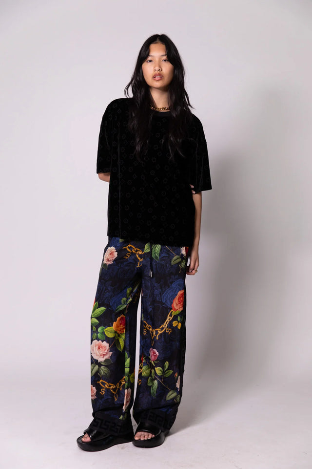 SOMETHING VERY SPECIAL - Chains And Roses Vacay Pant - Black-Pants-Something Very Special-S-UPTOWN LOCAL