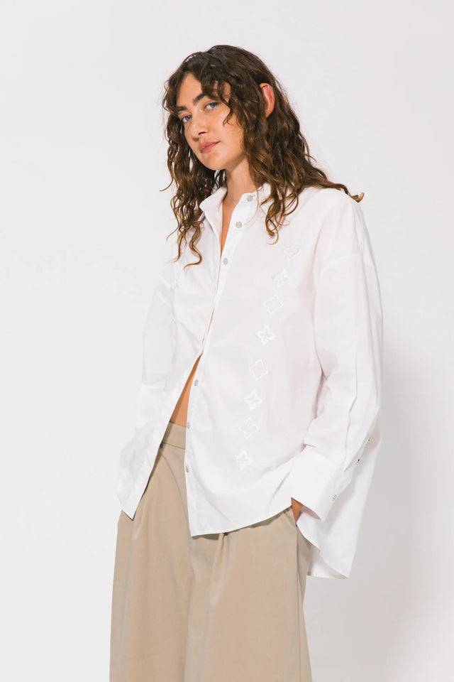 SOMETHING VERY SPECIAL - Emblem LS Over Shirt - White-Shirts-Something Very Special-S-UPTOWN LOCAL
