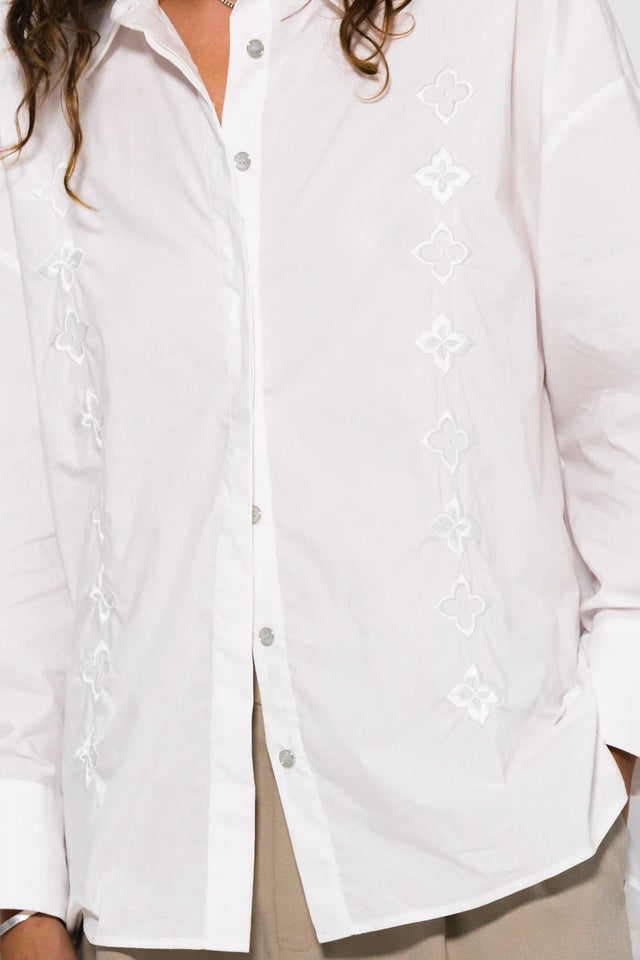 SOMETHING VERY SPECIAL - Emblem LS Over Shirt - White-Shirts-Something Very Special-S-UPTOWN LOCAL