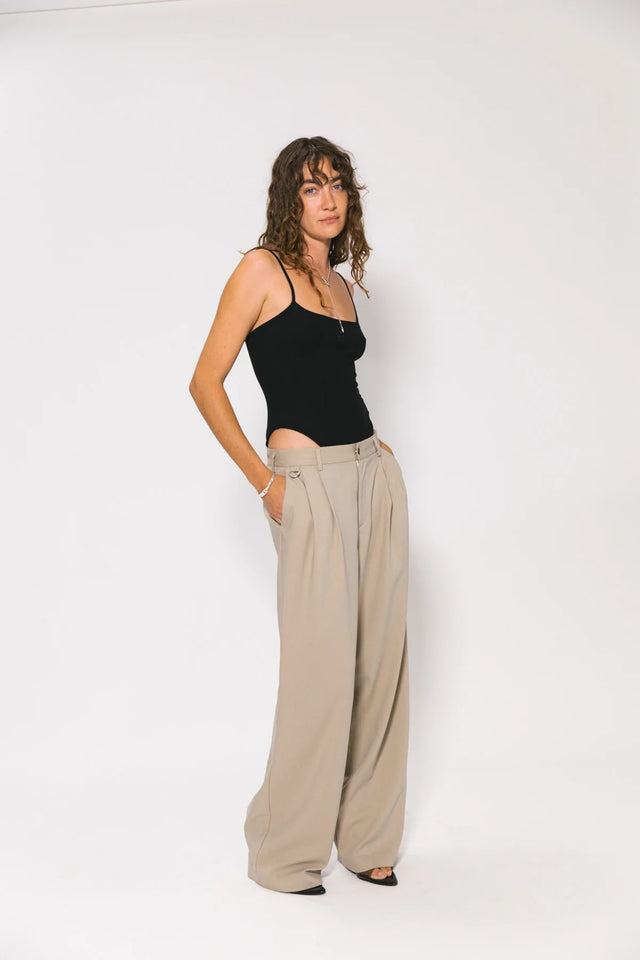 SOMETHING VERY SPECIAL - Westwood Pleated Pant - Stone-Pants-Something Very Special-S-UPTOWN LOCAL