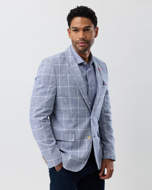 BROOKSFIELD - Fully Lined Blazer - Blue Linen-Blazer-Brooksfield-38-UPTOWN LOCAL