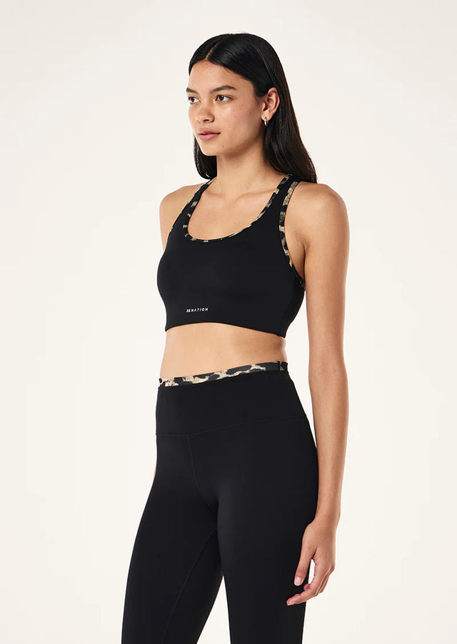 PE NATION - Stellar Sports Bra - Black / Leopard-Sports Bra-PE Nation-S-UPTOWN LOCAL