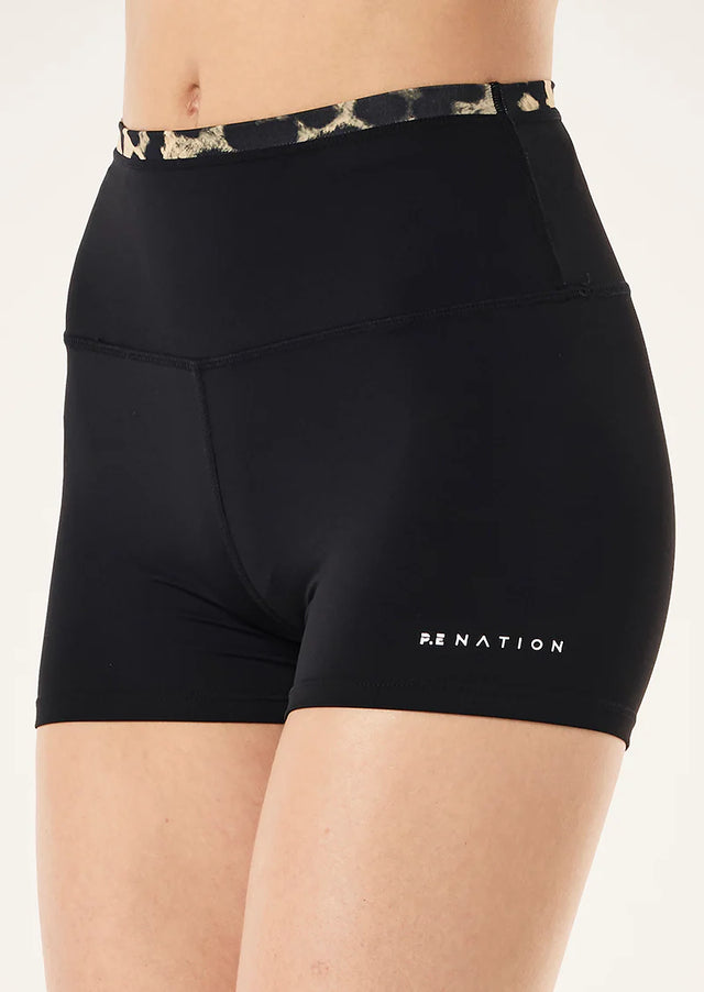 PE NATION - Vita 2.5” Bike Short - Black / Leopard-Leggings-PE Nation-S-UPTOWN LOCAL