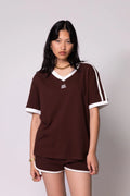 SOMETHING VERY SPECIAL - Classic Mesh Stripe Tee - Mocha-T-Shirts-Something Very Special-S-UPTOWN LOCAL
