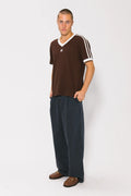 SOMETHING VERY SPECIAL - Classic Mesh Stripe Tee - Mocha-T-Shirts-Something Very Special-S-UPTOWN LOCAL