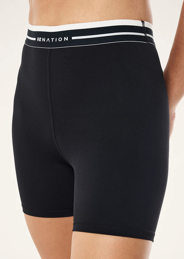 PE NATION - Avant 5” Bike Short - Black / Whisper White-Leggings-PE Nation-S-UPTOWN LOCAL