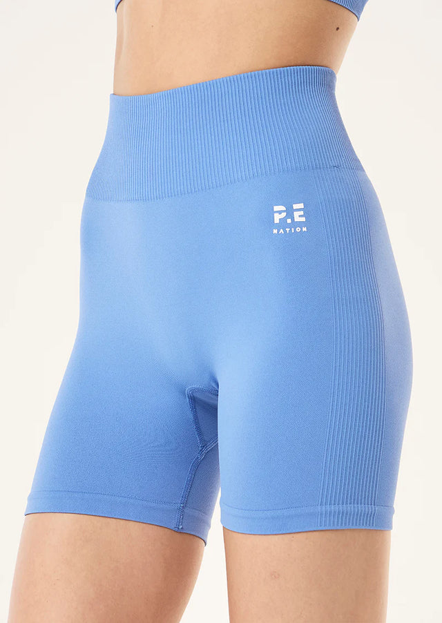 PE NATION - Restore Seamless 5” Bike Short - Sky Blue-Leggings-PE Nation-S-UPTOWN LOCAL