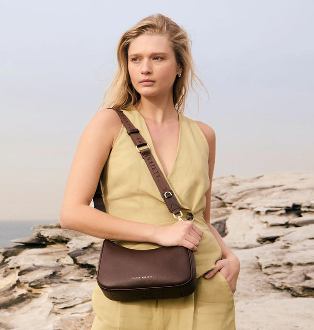 STATUS ANXIETY - Look Both Ways - Cocoa/ Brushed Gold-Handbag & Wallet Accessories-Status Anxiety-UPTOWN LOCAL