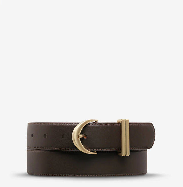 STATUS ANXIETY - Under Your Spell - Choc Nappa / Gold-Belts-Status Anxiety-S/M-UPTOWN LOCAL