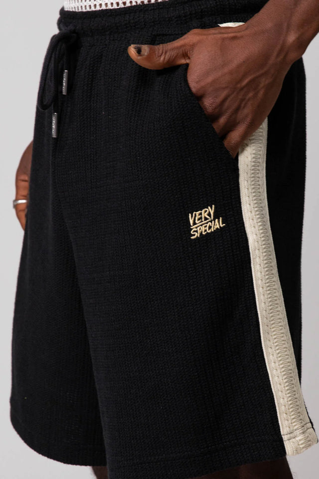 SOMETHING VERY SPECIAL - Black Knitted Relaxed Short-Shorts-Something Very Special-S-UPTOWN LOCAL