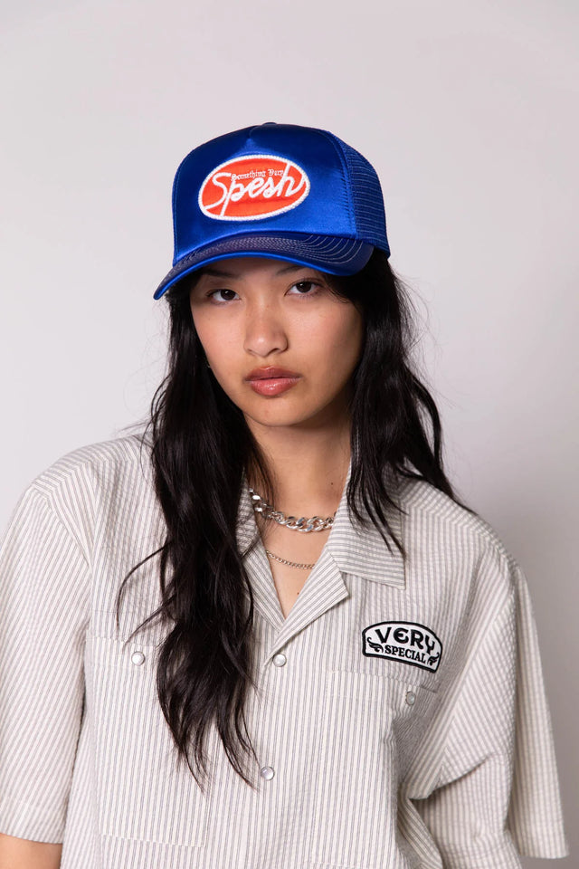 SOMETHING VERY SPECIAL - Royal Blue Satin Spesh Trucker-Hats-Something Very Special-UPTOWN LOCAL