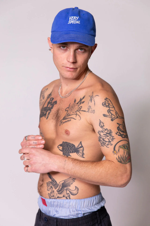 SOMETHING VERY SPECIAL - Washed Royal Blue Stack Logo Dad Cap-Hats-Something Very Special-UPTOWN LOCAL