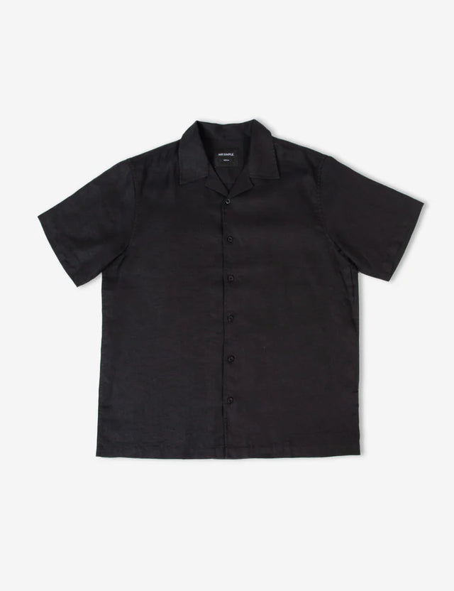 MR SIMPLE - Cuban Linen SS Shirt - Black-Shirts-Mr. Simple-S-UPTOWN LOCAL