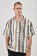 ROLLAS - Headway Bowler Shirt - Beige Stripe-Shirts & Tops-Rolla's-S-UPTOWN LOCAL
