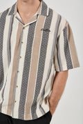 ROLLAS - Headway Bowler Shirt - Beige Stripe-Shirts & Tops-Rolla's-S-UPTOWN LOCAL