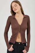 ROLLAS - Juno Knitted Shirt - Espresso-Shirts & Tops-Rolla's-6/XS-UPTOWN LOCAL