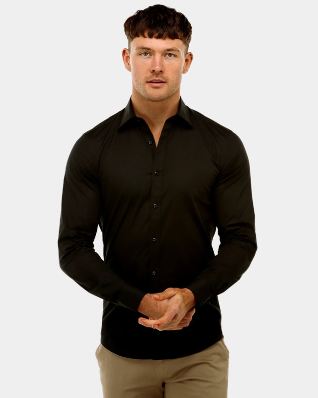 BROOKSFIELD - Performance Fit Business Shirt - Black-Shirts-Brooksfield-38-UPTOWN LOCAL