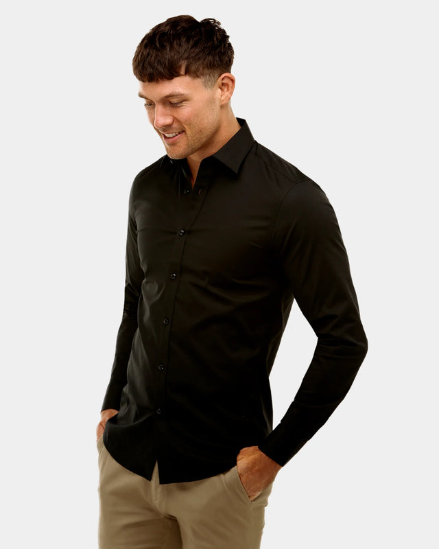 BROOKSFIELD - Performance Fit Business Shirt - Black-Shirts-Brooksfield-38-UPTOWN LOCAL