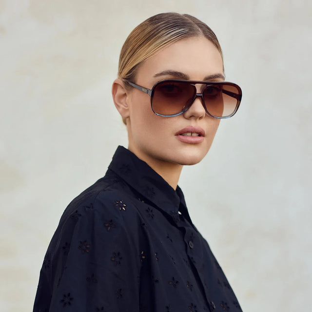 VALLEY - Bang Bang Transparent Chocolate Fade to Crystal w. Gold / Brown Gradient polarised lens-Sunglasses-Valley-UPTOWN LOCAL