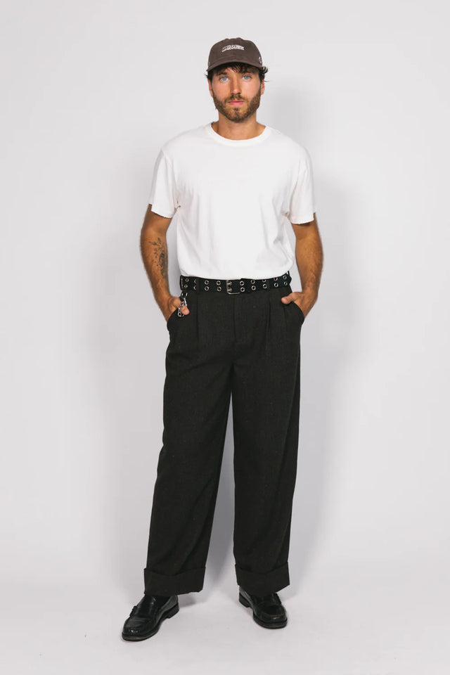 SOMETHING VERY SPECIAL - Chocolate Wool Westwood Pleated Pant-Pants-Something Very Special-XS-UPTOWN LOCAL