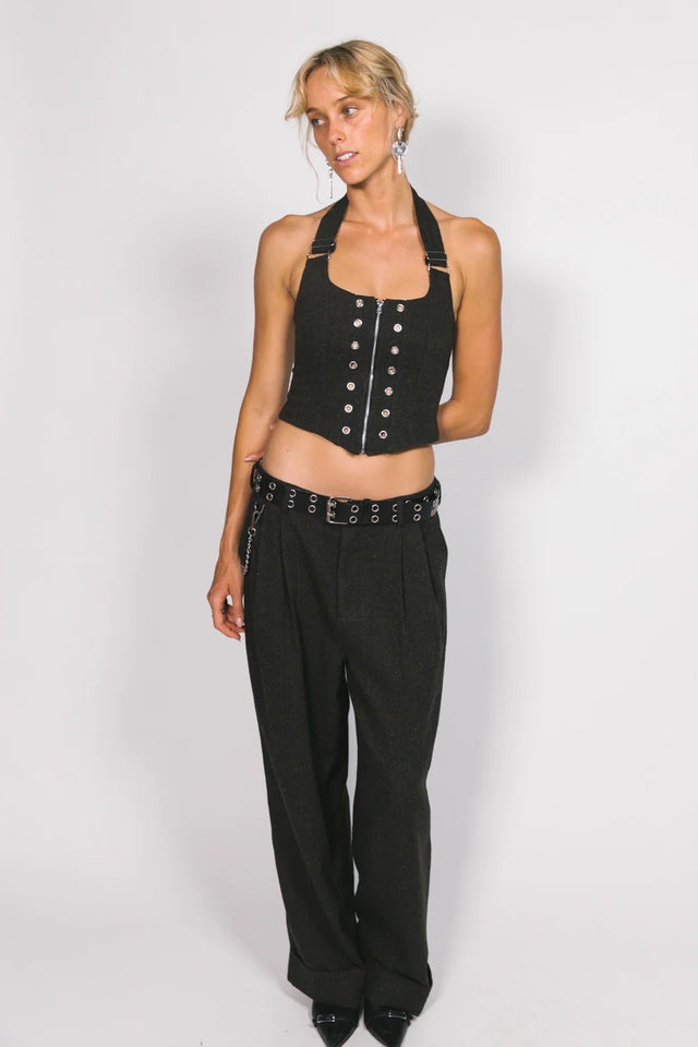 SOMETHING VERY SPECIAL - Chocolate Wool Westwood Pleated Pant-Pants-Something Very Special-XS-UPTOWN LOCAL
