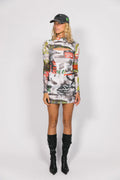 SOMETHING VERY SPECIAL - Graffiti Spliced Mini Dress-Dresses-Something Very Special-XS-UPTOWN LOCAL