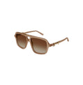 Beige sunglasses with gradient lenses on a white background