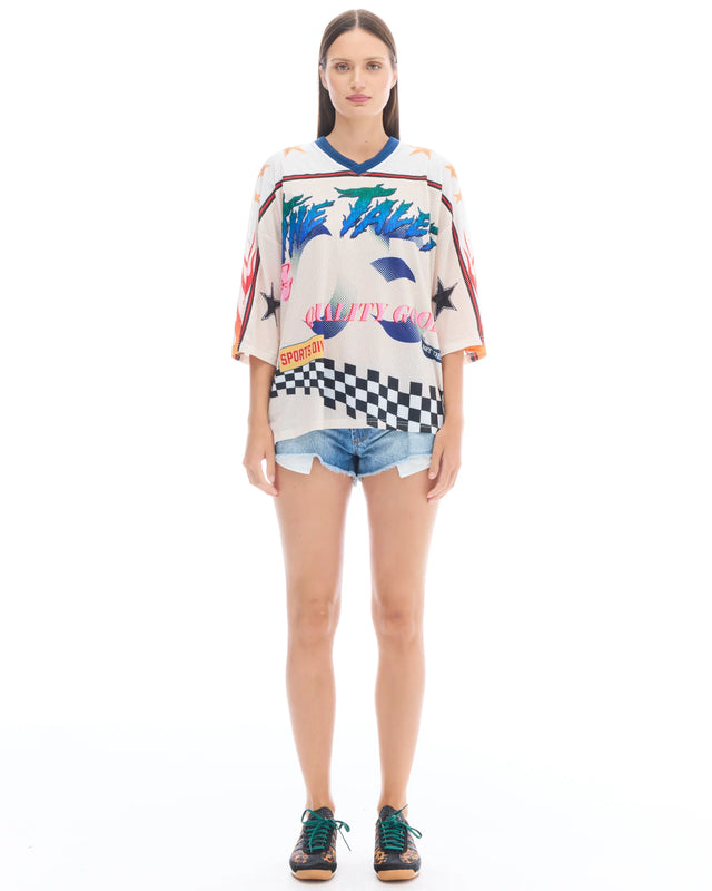 THE TALES - 05 Racer Football Jersey - Off White-Shirts & Tops-The Tales-XS-UPTOWN LOCAL