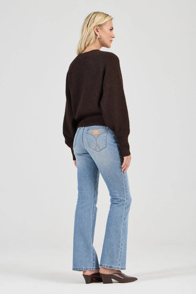 ROLLAS - Duchess Cardigan - Chocolate-Knitwear-Rolla's-6/XS-UPTOWN LOCAL