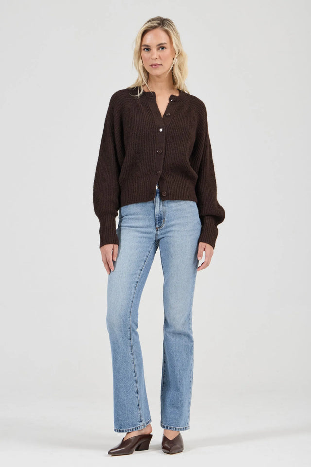 ROLLAS - Duchess Cardigan - Chocolate-Knitwear-Rolla's-6/XS-UPTOWN LOCAL