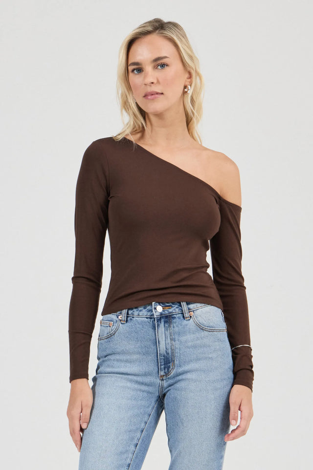 ROLLAS - Natasha Off Shoulder Top - Espresso-tops-Rolla's-6/XS-UPTOWN LOCAL