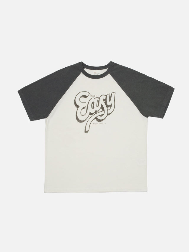 NUDIE JEANS - Roy Raglan T-shirt Take It Easy - Off White / Black