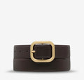 STATUS ANXIETY - Falling Quite Belt - Choc Nappa / Gold-Belts-Status Anxiety-S/M-UPTOWN LOCAL