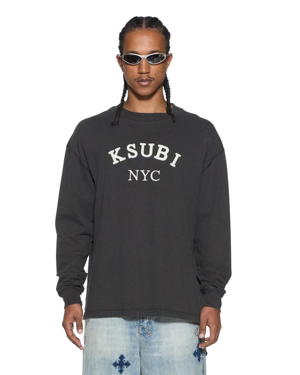 KSUBI - Laybel Ekcess LS Tee - Washed Black-Shirts & Tops-Ksubi-S-UPTOWN LOCAL