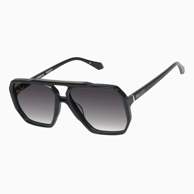VALLEY - Rodeo - Gloss Black w. Gold Metal / Black Gradient Lens-Sunglasses-Valley-UPTOWN LOCAL