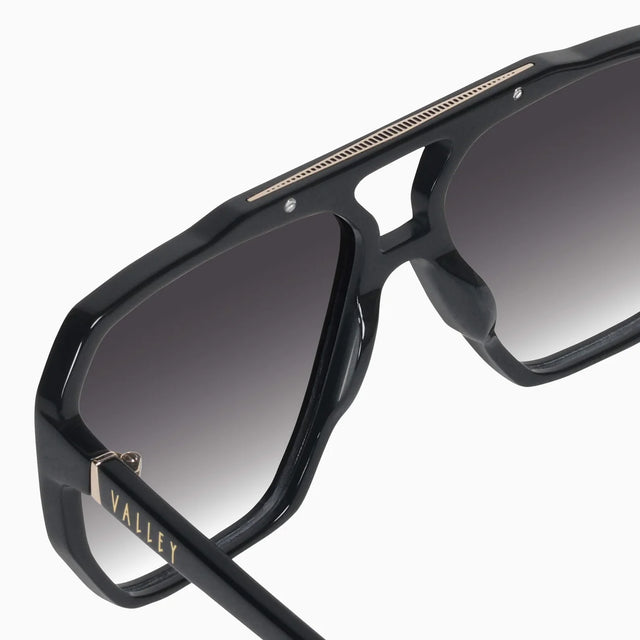 VALLEY - Rodeo - Gloss Black w. Gold Metal / Black Gradient Lens-Sunglasses-Valley-UPTOWN LOCAL