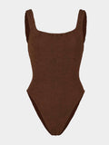 HUNZA G - Square Neck Swimsuit - Metallic Chocolate-Swimwear-Hunza G-UPTOWN LOCAL
