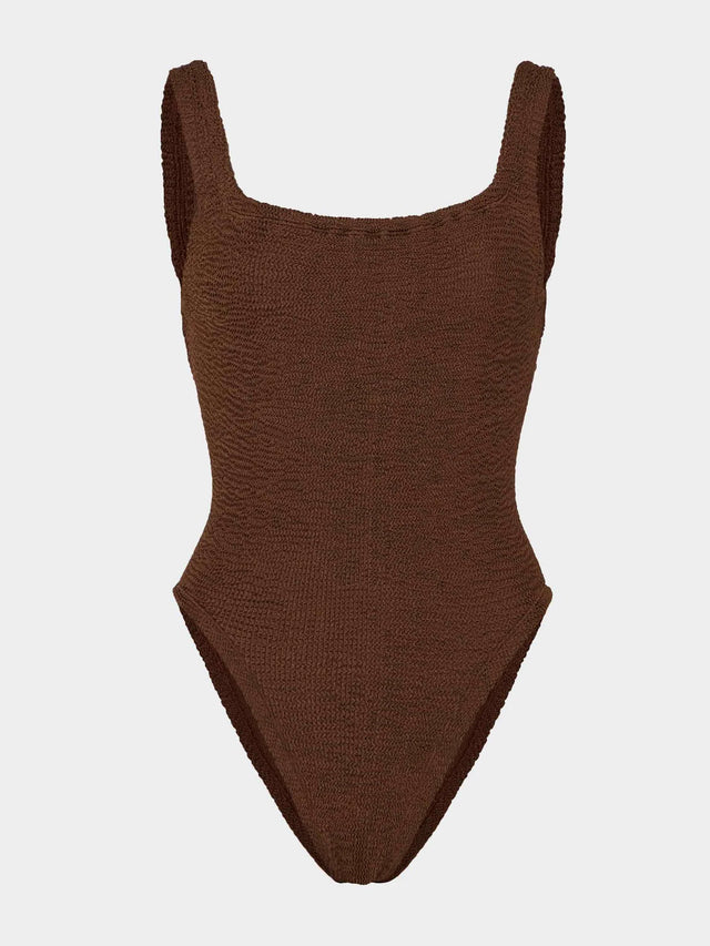 HUNZA G - Square Neck Swimsuit - Metallic Chocolate-Swimwear-Hunza G-UPTOWN LOCAL