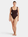 HUNZA G - Square Neck Swimsuit - Metallic Chocolate-Swimwear-Hunza G-UPTOWN LOCAL