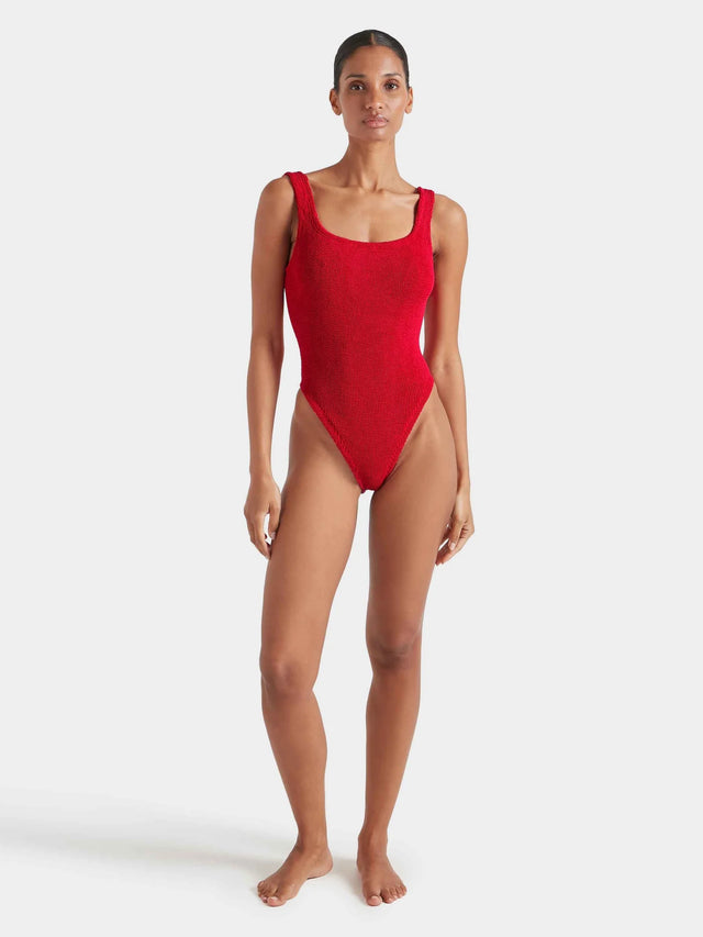 HUNZA G - Square Neck Swimsuit - Red-Swimwear-Hunza G-UPTOWN LOCAL