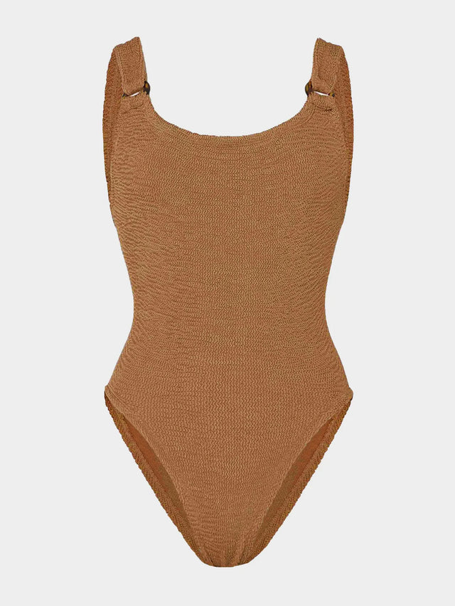 HUNZA G - Domino Swimsuit - Metallic Cocoa-Swimwear-Hunza G-UPTOWN LOCAL