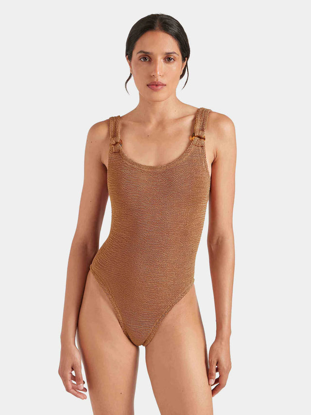 HUNZA G - Domino Swimsuit - Metallic Cocoa-Swimwear-Hunza G-UPTOWN LOCAL