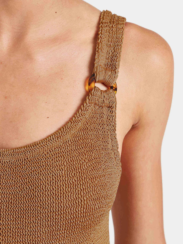 HUNZA G - Domino Swimsuit - Metallic Cocoa-Swimwear-Hunza G-UPTOWN LOCAL