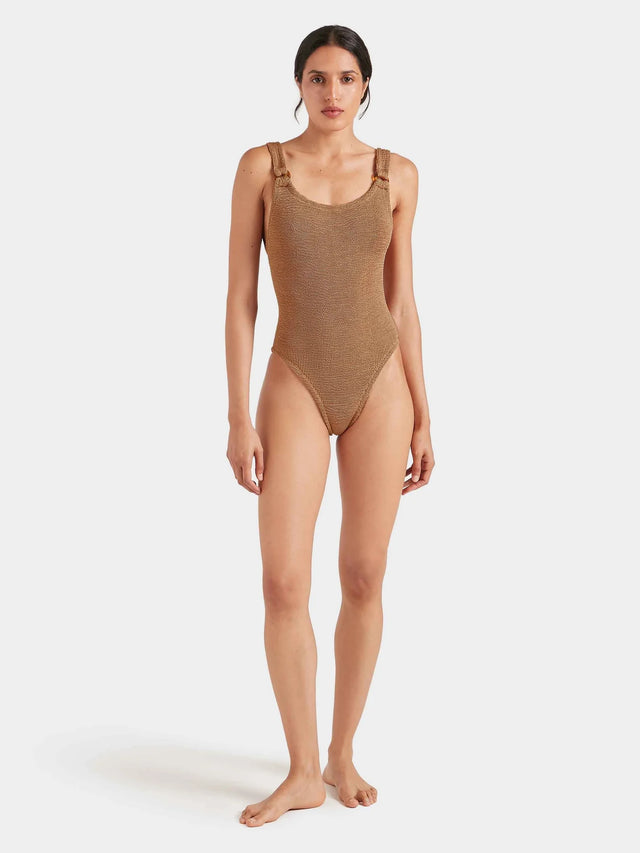 HUNZA G - Domino Swimsuit - Metallic Cocoa-Swimwear-Hunza G-UPTOWN LOCAL