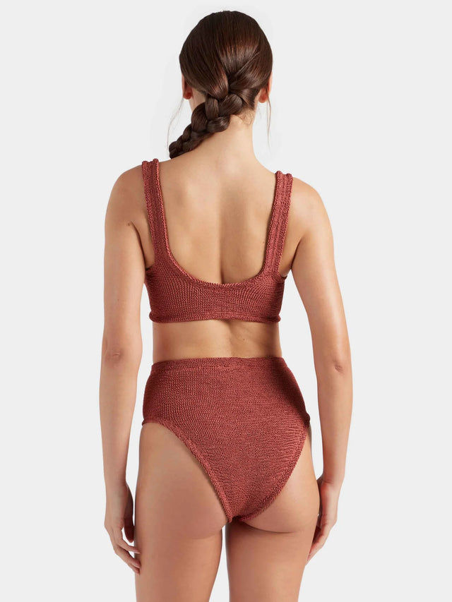 HUNZA G - Nadine Gold Hoop Bikini - Metallic Rosewood-Swimwear-Hunza G-UPTOWN LOCAL