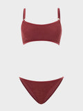 HUNZA G - Iris Bikini With Gold Hoops - Metallic Rosewood-Swimwear-Hunza G-UPTOWN LOCAL